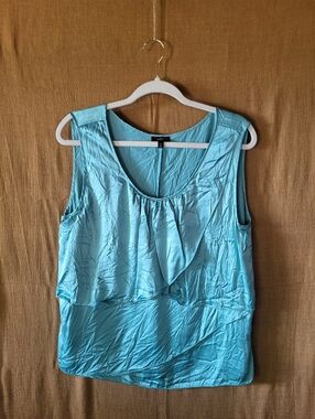 Talbots 100% Silk Teal Layered Sleeveless Blouse Size 16